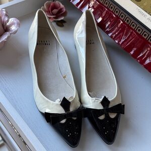 Stuart Weitzman Two-Tone Black and Cream Flats